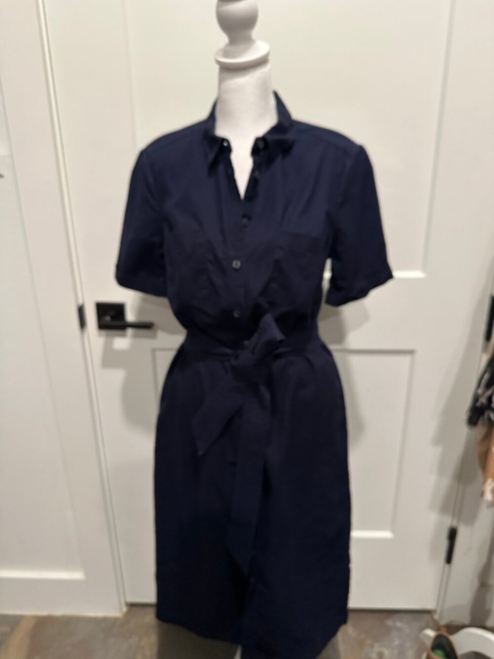 Boden Navy Linen Blend Classic Shirt Dress Size 4